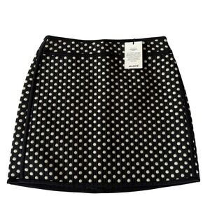 MARCS Black White Polka Dot Mini Skirt Womens 8 Lined Exclusive European Fabric